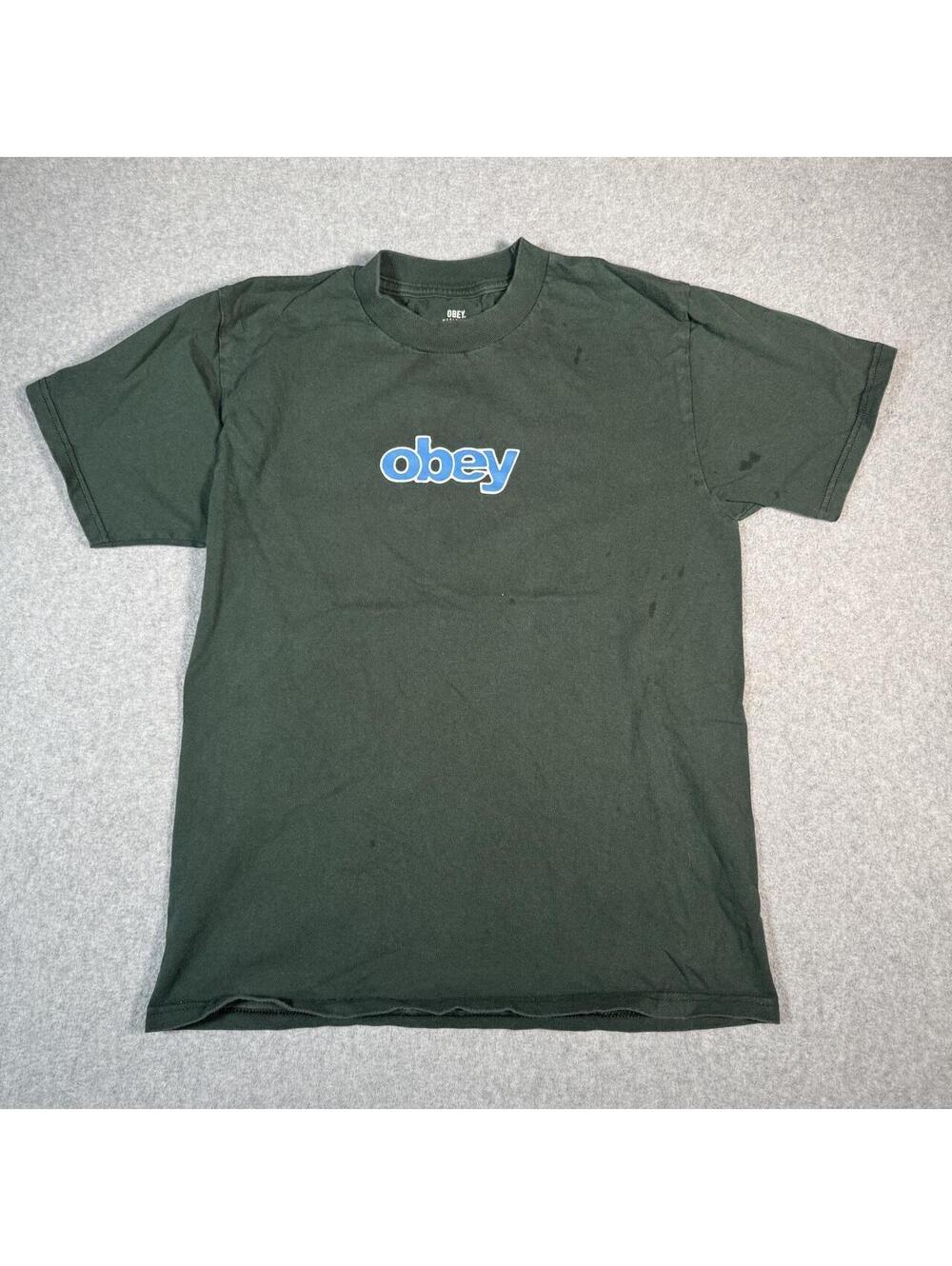 Y2K dark green obey mini Spellout tee